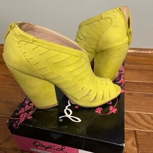 Yellow Peep-Toe Booties - Women